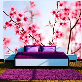 Papier Peint Symbole Japonais Fleurs De Cerisier Sakura 350 X 270 Cm Rose