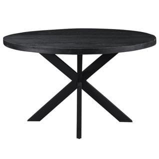 Uzes-table à Manger Ronde 6 Personnes D120 Cm,spider Et Manguier Noir