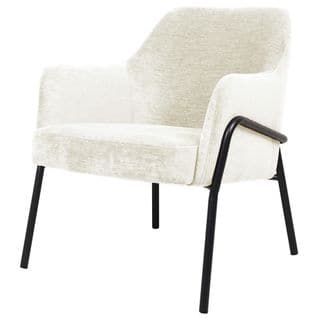 Layton-fauteuil Lounge En Tissu Ecru Et Métal Noir Mat