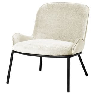 Alvin-fauteuil Lounge En Tissu Ecru Et Métal Noir Mat