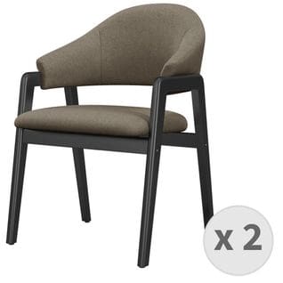 Wool-chaise En Tissu Taupe Et Bois Noir (x2)