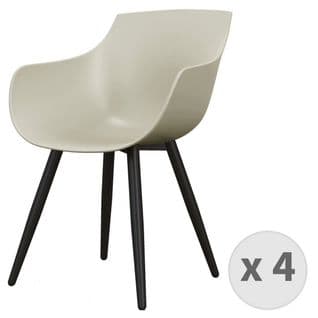 Yanice-chaise Coque Mastic, Pieds Métal Noir (x4)