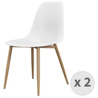 Ester-chaise Coque Blanche Et Métal Chêne (x2)