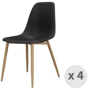 Ester-chaise Coque Noire Et Métal Chêne (x4)