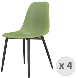 Ester-chaise Coque Sauge Et Métal Noir (x4)