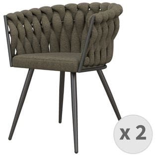 Tessa-fauteuil De Table En Tissutaupe Et Métal Noir Mat (x2)