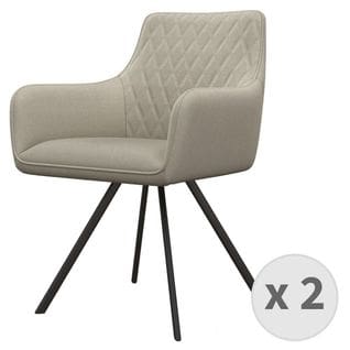 Ugo-fauteuil De Table En Tissu Lin Et Métal Noir Mat (x2)