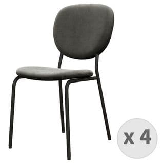 Anais-chaise En Velours Gris Carbone Et Métal Noir (x4)