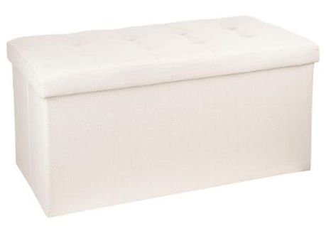 Coffre/pouf Pliable En Mdf Et Polyuréthane Coloris Beige - Dim : L76 X L38 X H38 Cm