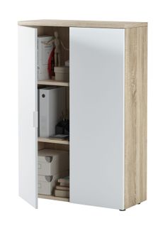 Armoire De Rangement Bureau Avec 2 Portes - Dim : 119 X 80 X 33 Cm -pegane