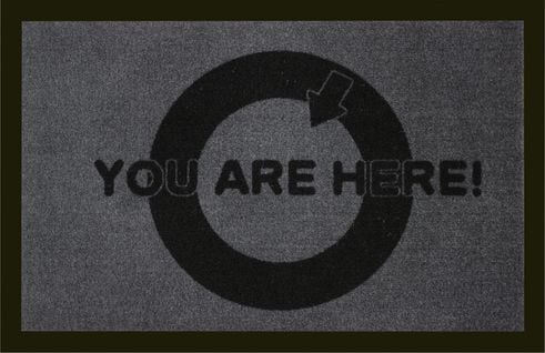 Tapis Anti-poussière "you Are Here" En Polyamide Coloris Gris - Dim : 40 X 60 Cm