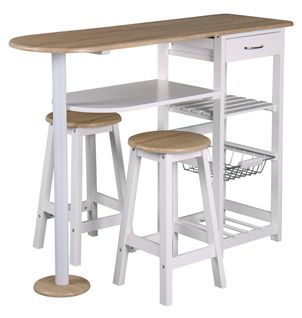 Table-bar Et 2 Tabourets Top Chef Couleurs Fraîches, L 119 X P 37 X H 88 Cm