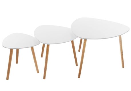 Lot De 3 Tables À Café En Mdf Et Chêne Coloris Blanc