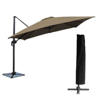 Parasol Déporté Molokai Carré 3x3m Taupe + Housse