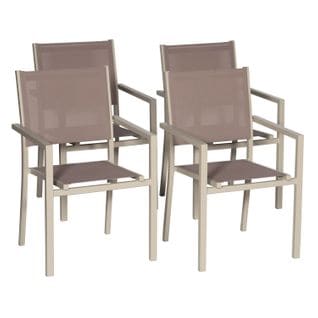 Lot De 4 Chaises En Aluminium Taupe - Textilène Taupe