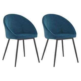 Lot De 2 Chaises Vintage Diane Velours Bleu