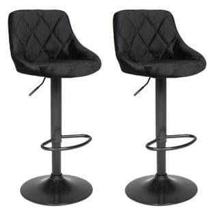 Lot De 2 Tabourets De Bar En Velours Noir Robin