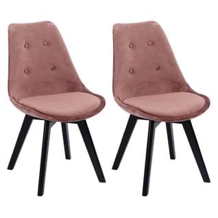 Lot De 2 Chaises En Velours Nora Roses Avec Coussin