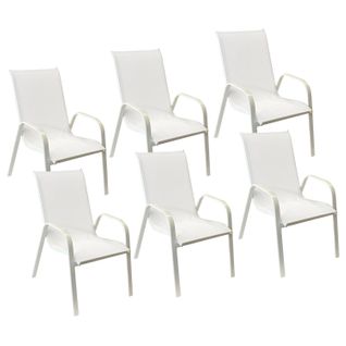 Lot De 6 Chaises Marbella En Textilène Blanc - Aluminium Blanc