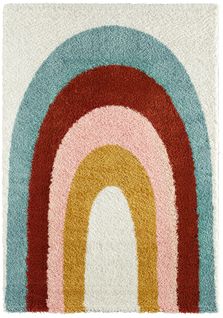 Tapis Enfants Rectangle Shaggy Motifs Mini Arc - Aquarelles - 160x230 cm - Multicolore