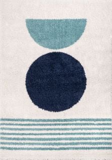 Tapis Enfants Rectangle Shaggy Motifs Géométrique - Aquarelles - 160x230 cm - Bleu