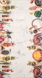 Tapis De Cuisine Rectangulaire Lavable En Machine Ustensils 80x150 Cm - Stampa 8479 - Blanc