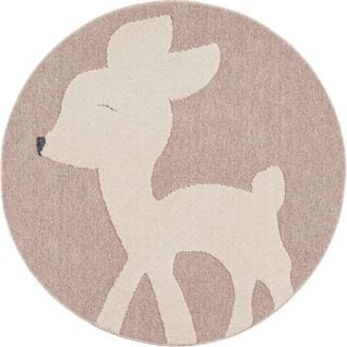Tapis Rond Enfant Beige Crème Bambi 120x120