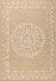 Tapis De Salon Intérieur Extérieur Rectangle Nature  Aspect Jute  Blanc 120x170cm