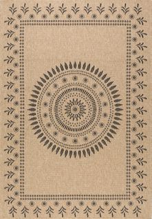 Tapis De Salon Intérieur Extérieur Rectangle Nature  Aspect Jute Noir 200x290cm