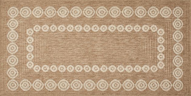 Tapis De Salon Intérieur Extérieur Rectangle Nature  Aspect Jute  Blanc 80x150cm