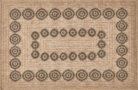 Tapis De Salon Intérieur Extérieur Rectangle Nature  Aspect Jute Noir 60x90cm