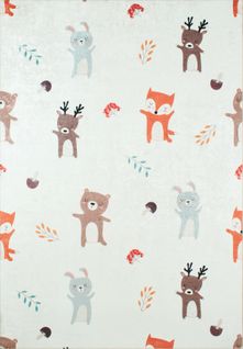 Tapis Chambre Enfant Motif Animaux - 160x230 Cm - Happy - Crème