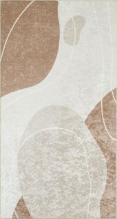 Tapis De Salon Moderne Motif Abstrait - 80x150 Cm - Grege - Beige