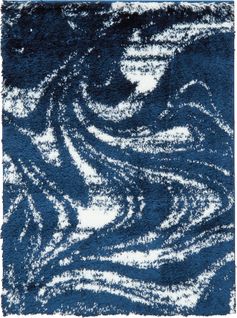 Tapis Salon - Motif Géométrique - 677 Bleu - Poil Long- Oslo - 67x90 cm - 100% Polyester