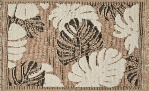 Tapis à Motif Feuille Noir Intérieur Et Extérieur Tulum 60x90