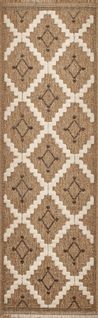 Tapis à Motif Géométrique Marron Intérieur Et Extérieur Tulum 60x180