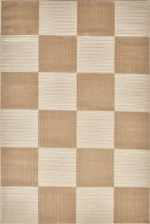 Tapis Motif Carreaux En Relief - Crème Et Beige - 200x290 cm