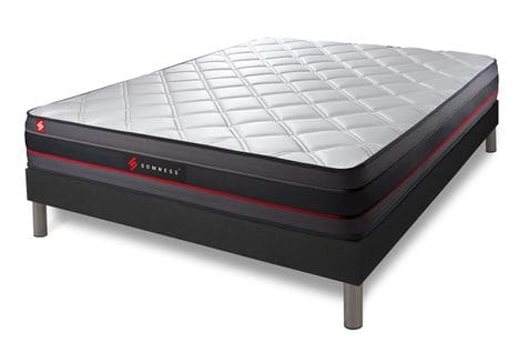 Ensemble Matelas Memoire De Forme 160x200 Regen Ep:24 Cm - Sommier Kit Noir