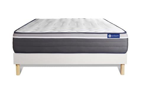 Ensemble Matelas Memoire De Forme 140x190 Actimemo Plus Ep:26 Cm - Sommier Kit Blanc