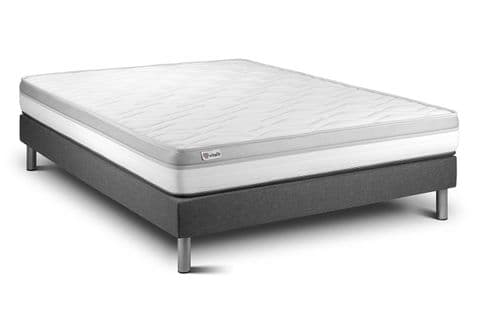 Ensemble Matelas Mousse 160x200 Vital Relax Ep:18 Cm - Sommier Kit Gris