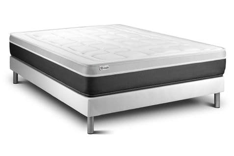 Ensemble Matelas Mousse Polyurethane à Memoire De Forme 160x200 Vital Soft Ep:24 Cm - Sommier Kit Bl