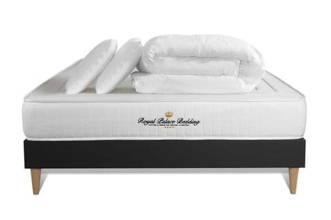 Ensemble Matelas à Memoire De Forme Nottingham 200x200cm + Sommier Kit Noir + 2 Oreillers + 1 Couett