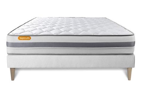 Ensemble Matelas Ressorts Ensaches Et Memoire De Forme 140x200 Memo Spring Ep:22 Cm - Sommier Kit Bl