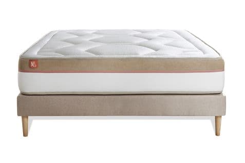 Ensemble Matelas Memoire De Forme 140x190 Le Cosy Ep:30 Cm - Sommier Kit Beige