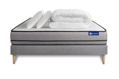 Ensemble  Matelas Actiflex Night 200x200 Ressorts Ensaches 3zones Confort + Sommier Kit Gris + 2 Ore