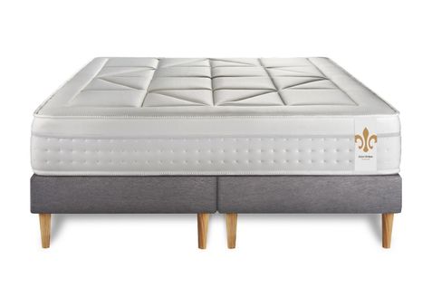 Ensemble Matelas Ressorts Ensaches Et Memoire De Forme 160x200 Vingt-huit Ep:28cm - Sommier Gris