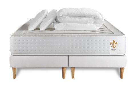 Ensemble Le Vingt-quatre 200 X 200 Double Sommiers Blanc - Ressorts Ensaches Et Memoire De Forme