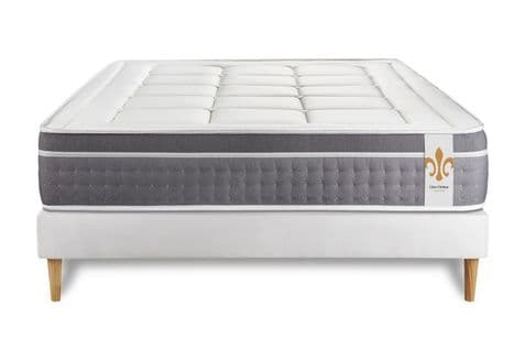 Ensemble Matelas Ressorts Ensaches Et Memoire De Forme 200x200 Trente Ep:30 Cm - Sommier Kit Blanc