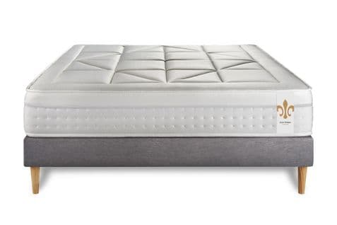 Ensemble Matelas Ressorts Ensaches Et Memoire De Forme 200x200 Vingt-huit Ep:28 Cm - Sommier Kit Gri