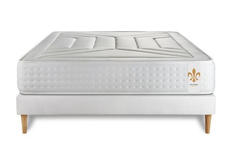 Ensemble Matelas Ressorts Ensaches Et Memoire De Forme 200x200 Vingt-quatre Ep:24 Cm - Sommier Kit B